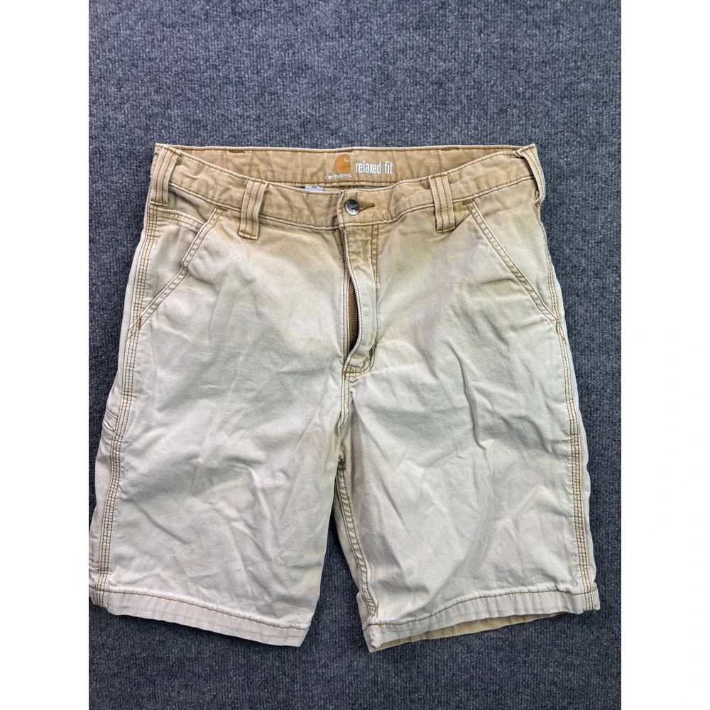 Carhartt Canvas Work Shorts Mens 33 Tan Relaxed Fit Utility 102514-918